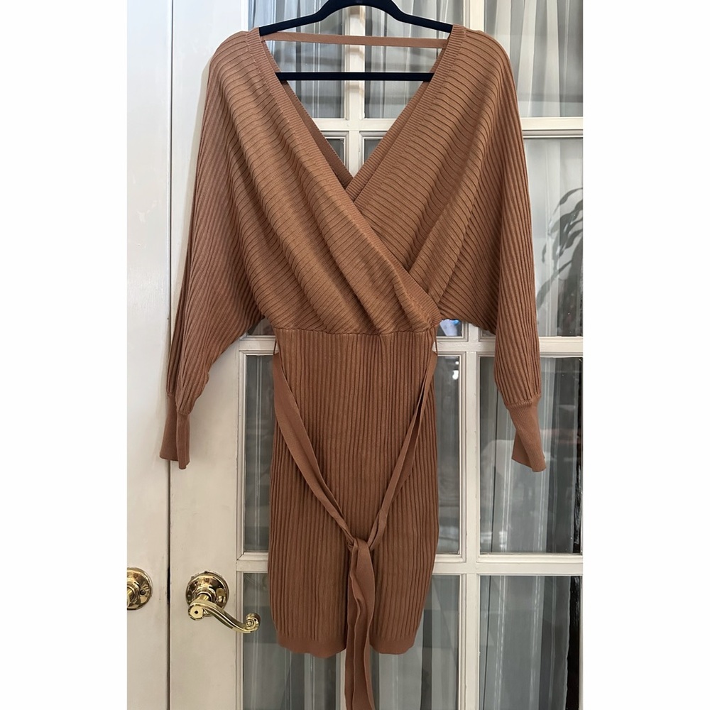Love Tree Tan Ribbed Knit Top